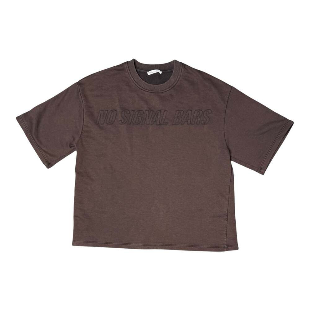Zara Men's 'No Signal Bars' Oversized Brown T-Shirt